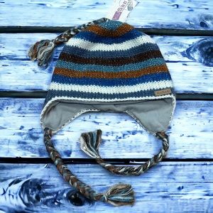 KuSan Wool Blend Tassel Knit Handmade In Nepal Boho Winter Hat